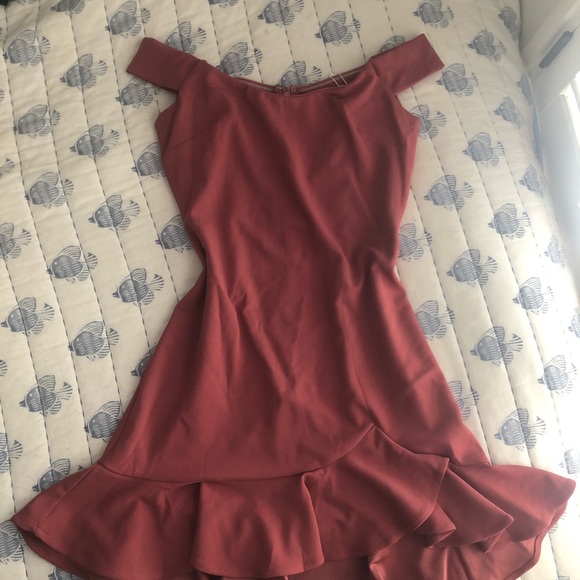 Off The Shoulder Ruffle Hem Dress Rose - Picture 10 of 10